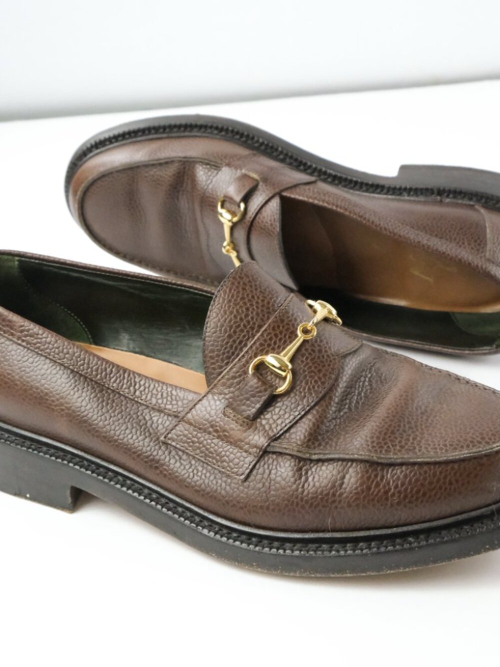 Blackstock & Weber Chocolate Mason Horse Bit Loafers 10 US Pebbled Leather